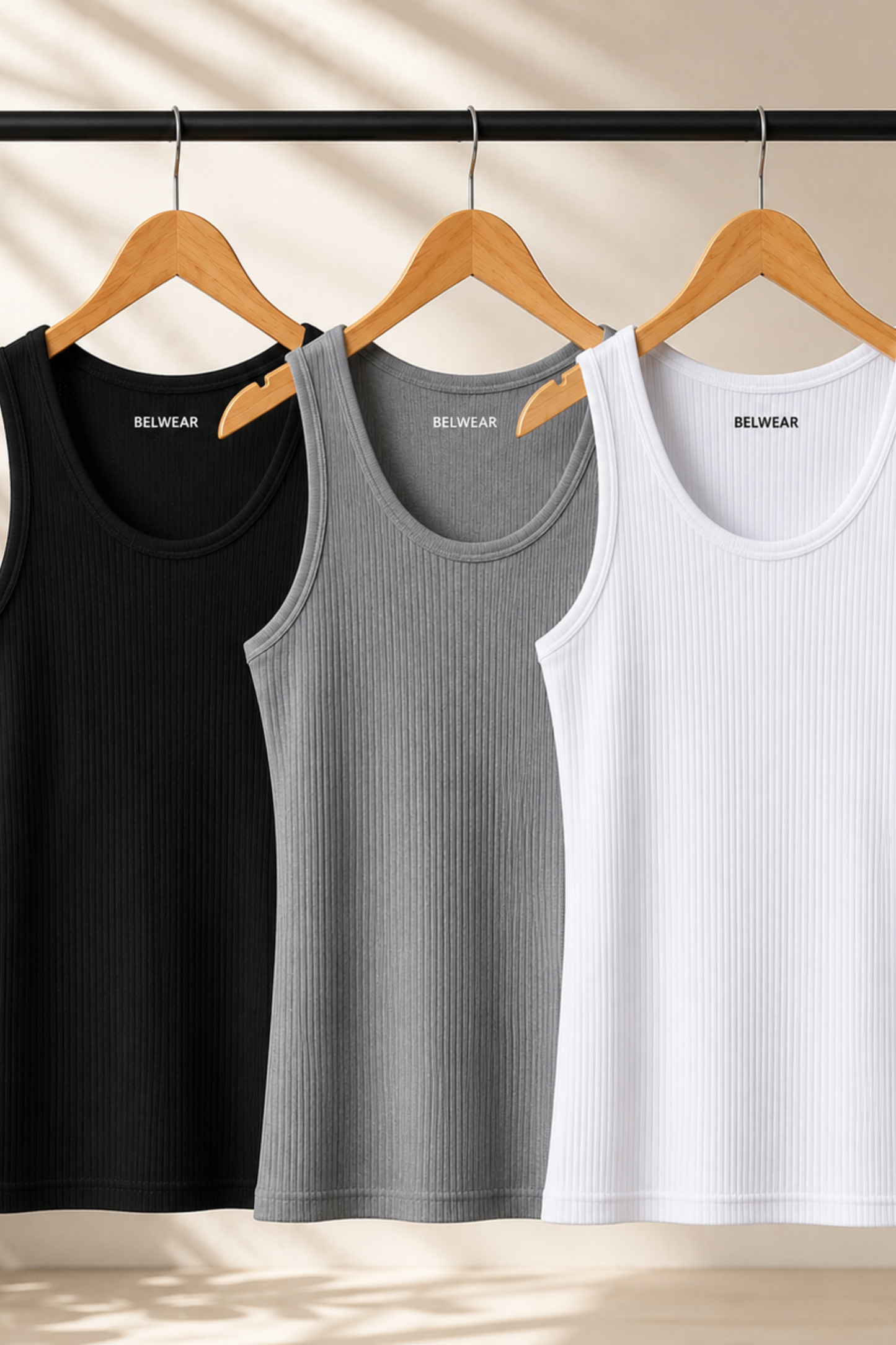 Ribbed Tank Top Pack of Three  (G.B.W )