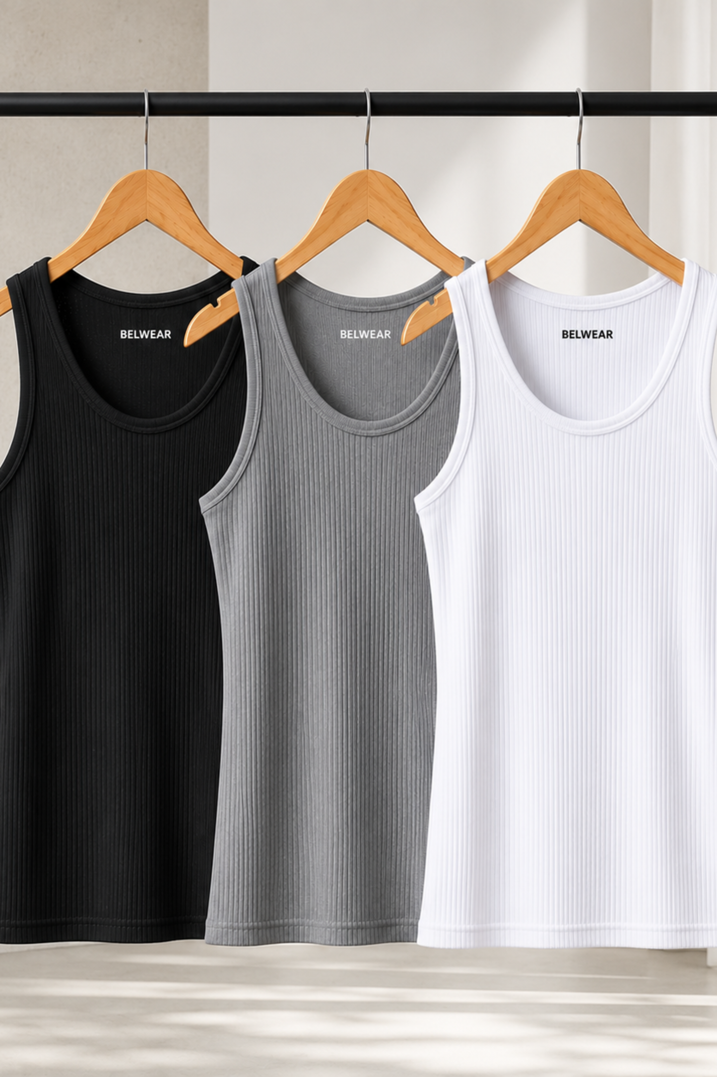Ribbed Tank Top Pack of Three  (G.B.W )