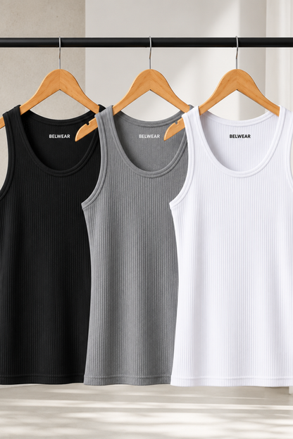 Ribbed Tank Top Pack of Three  (G.B.W )
