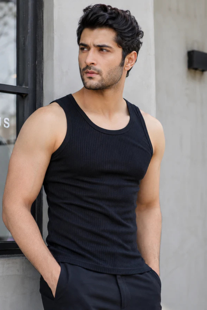 Basic Ribbed Tank Top Pack of Three- Black