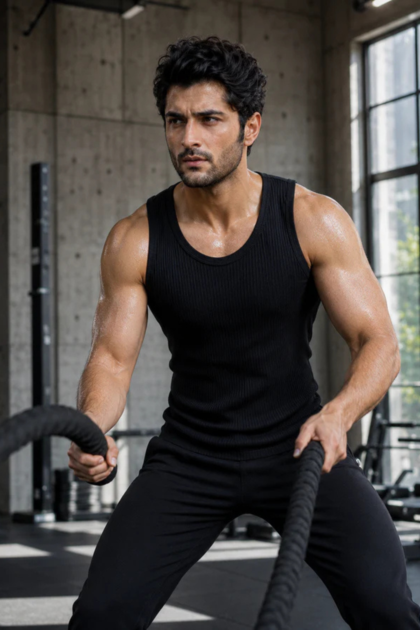 Basic Ribbed Tank Top Pack of Three- Black