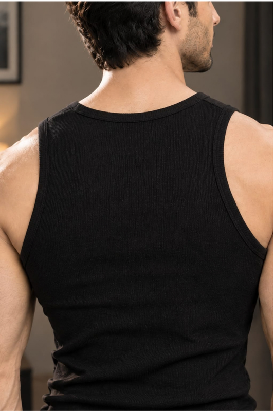 Basic Ribbed Tank Top Pack of Three- Black