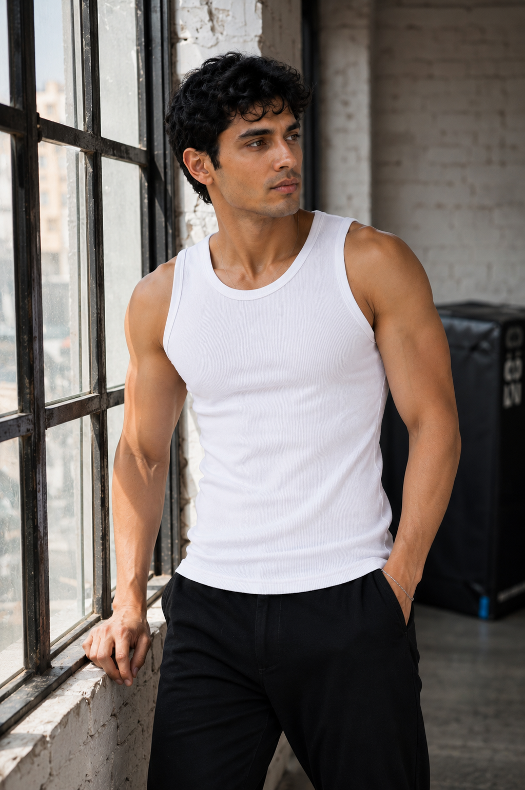 Basic Ribbed Tank Top Pack of Three-White